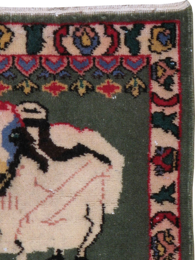 Vintage Persian Tabriz Pictorial Rug, No.23177 - Staging