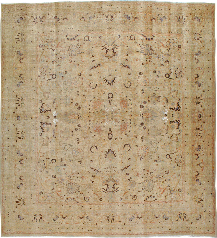 Antique Persian Mashad Square Carpet, No.23194 - Staging