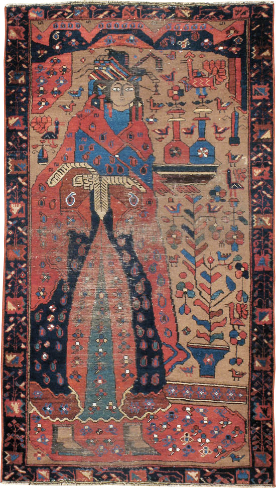 Antique Persian Bakhtiari Pictorial Rug, No.23200 - Staging