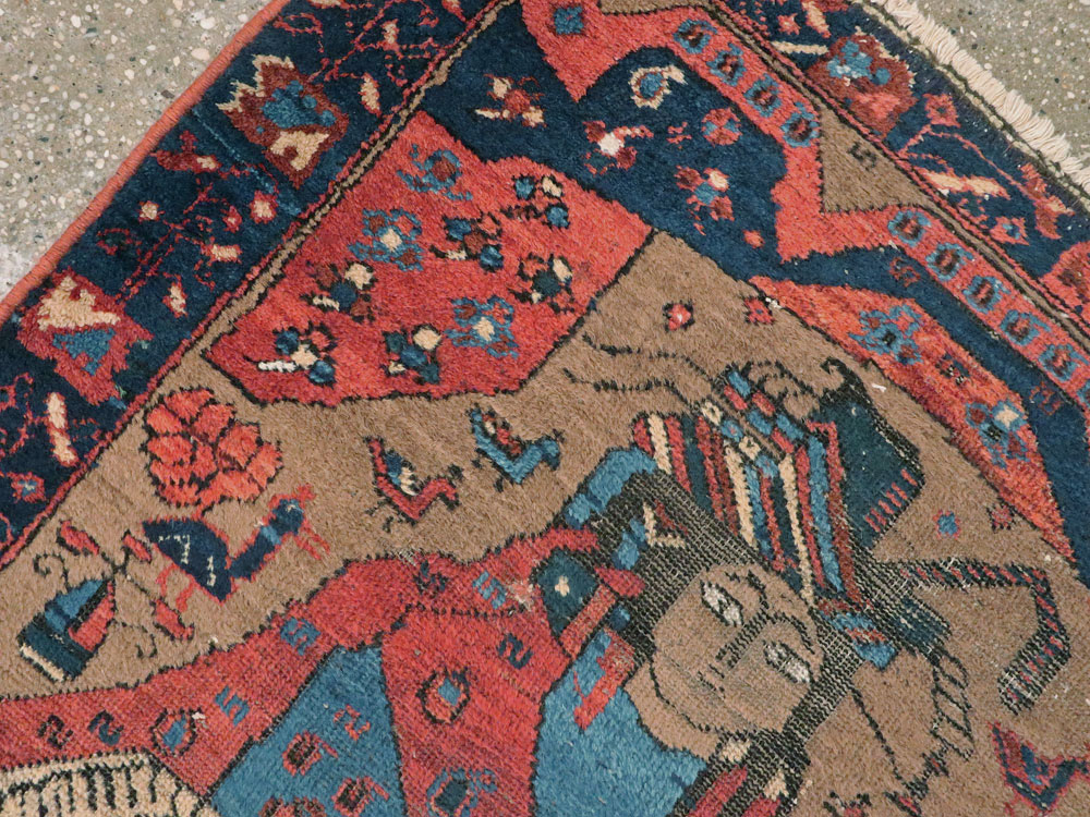 Antique Persian Bakhtiari Pictorial Rug, No.23200 - Staging