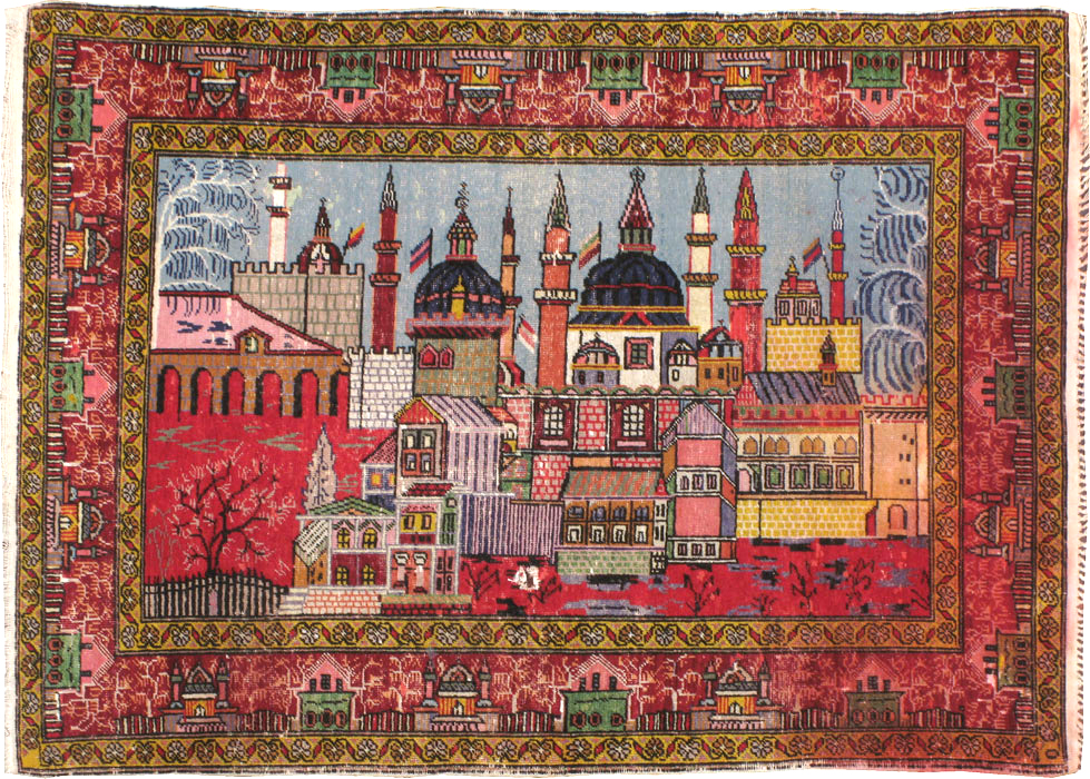 Vintage Anatolian Pictorial Rug, No.23202 - Staging