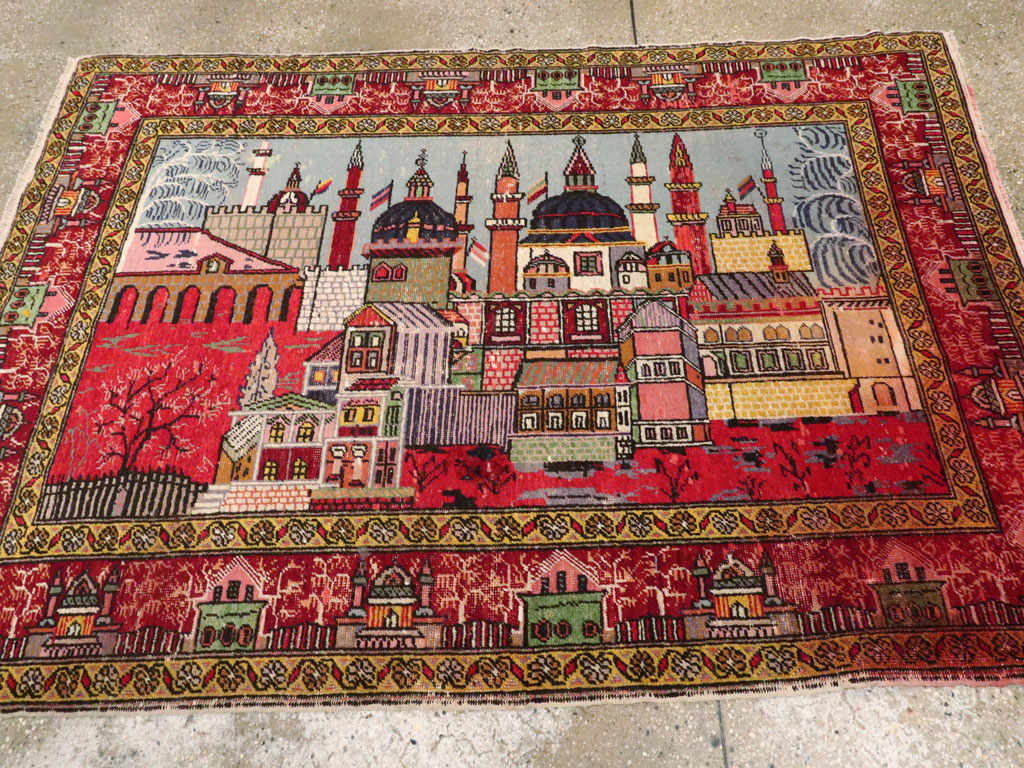 Vintage Anatolian Pictorial Rug, No.23202 - Staging