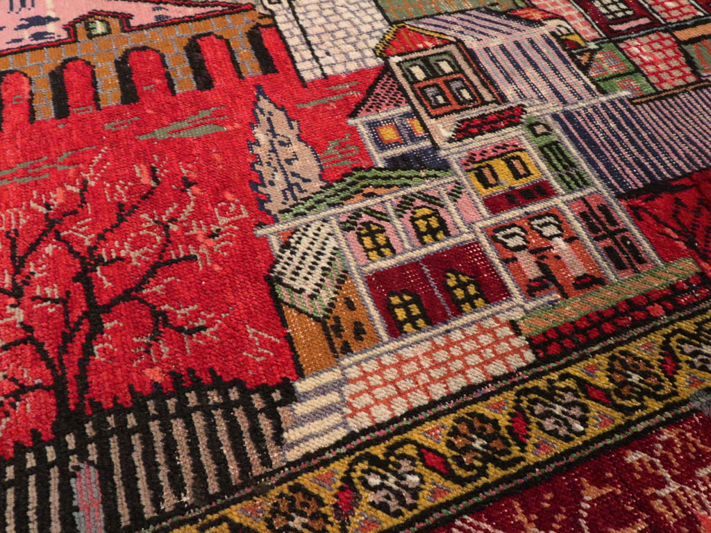 Vintage Anatolian Pictorial Rug, No.23202 - Staging