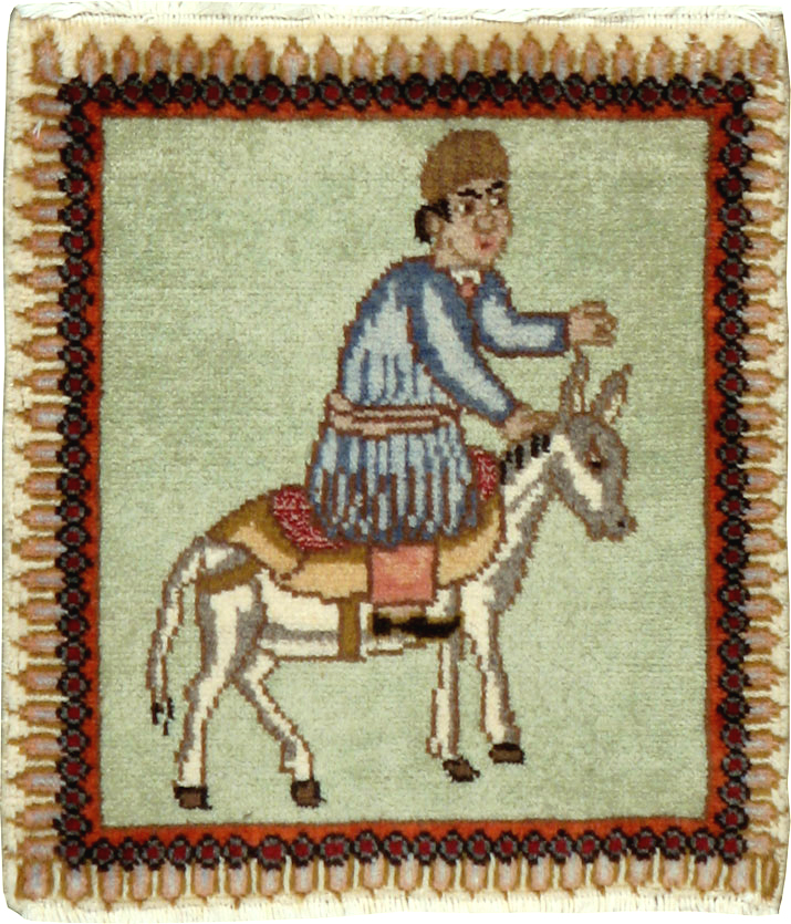 Vintage Persian Tabriz Pictorial Rug, No.23215 - Staging