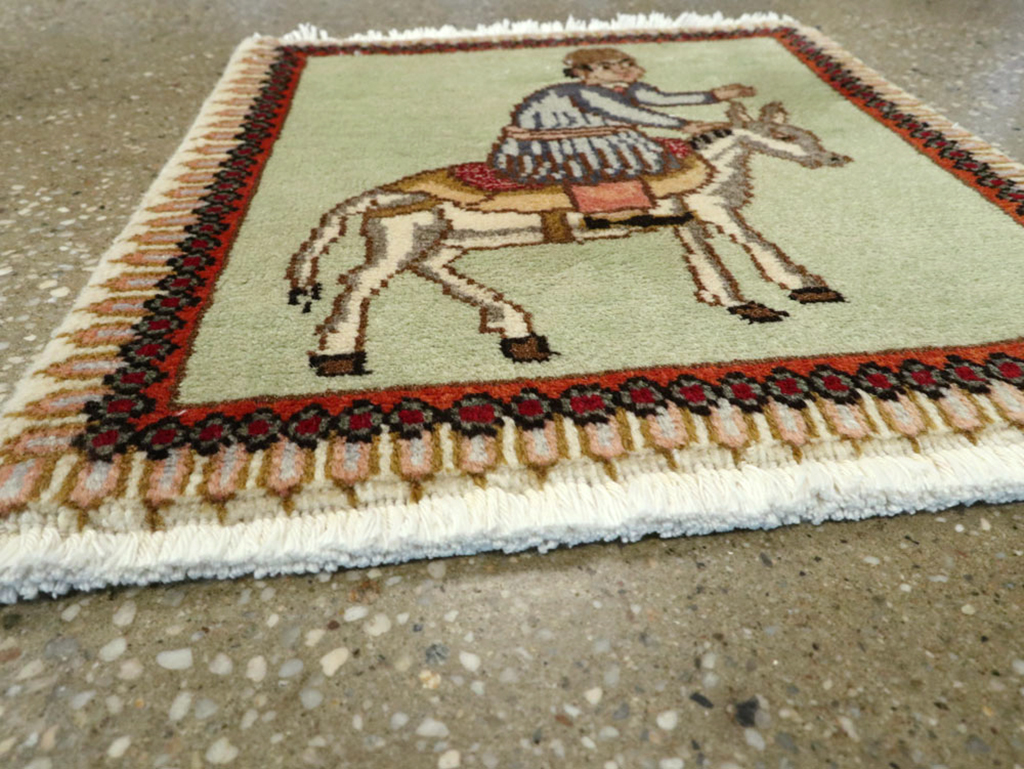 Vintage Persian Tabriz Pictorial Rug, No.23215 - Staging