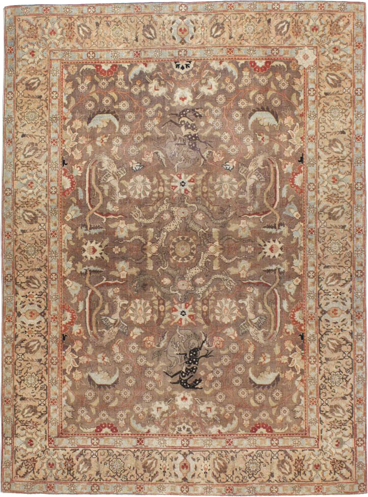 Vintage Persian Tabriz Rug, No.23250 - Staging