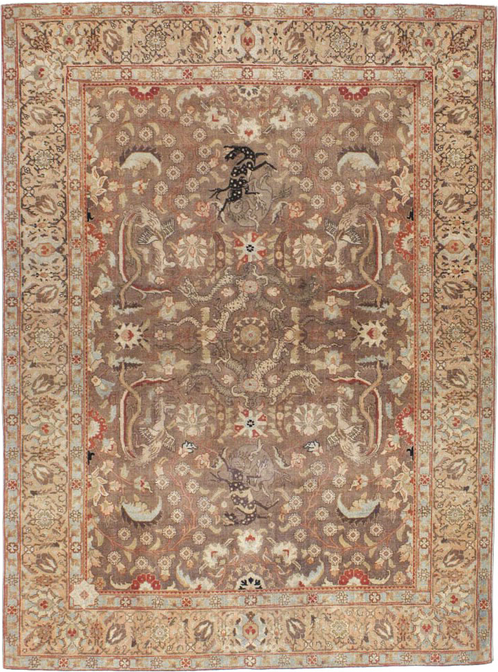 Vintage Persian Tabriz Rug, No.23250 - Staging