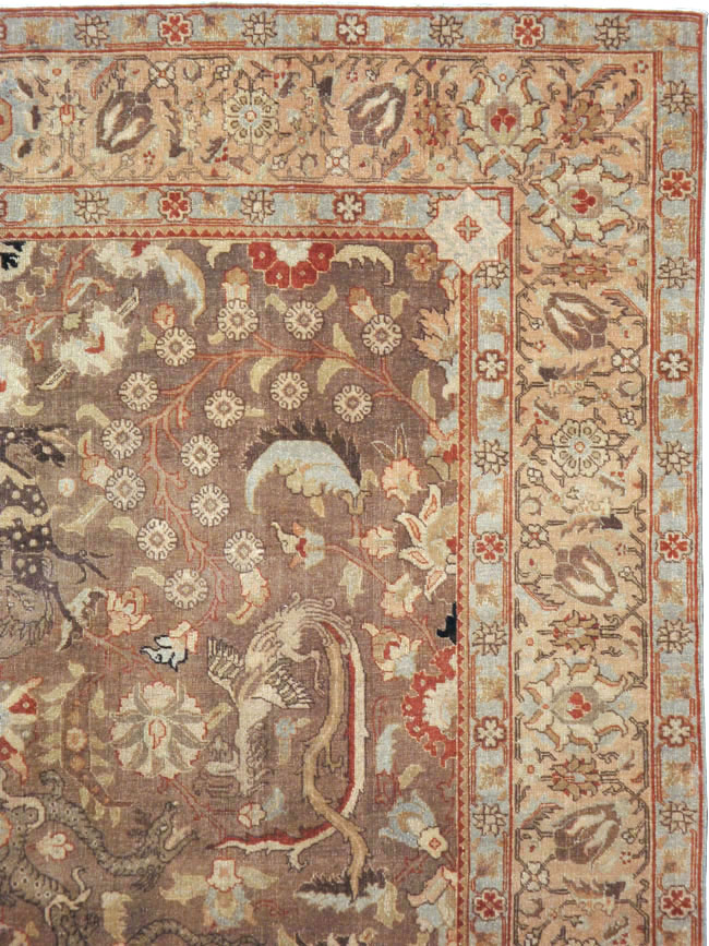Vintage Persian Tabriz Rug, No.23250 - Staging