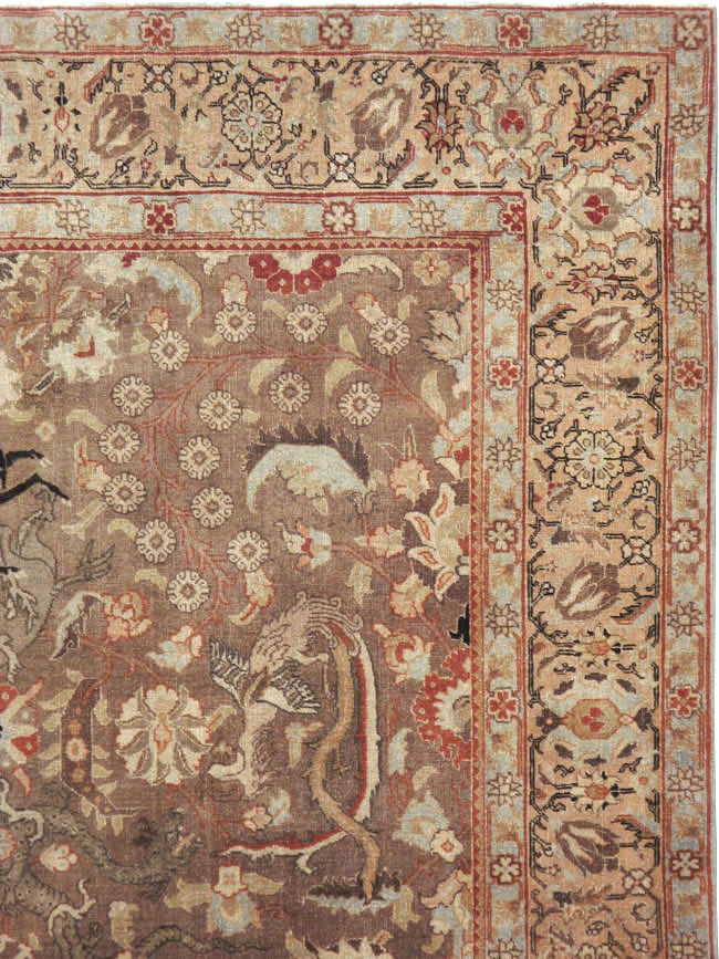Vintage Persian Tabriz Rug, No.23250 - Staging