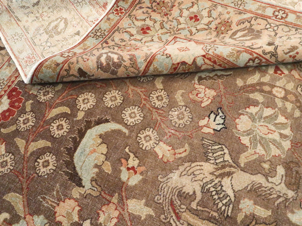Vintage Persian Tabriz Rug, No.23250 - Staging