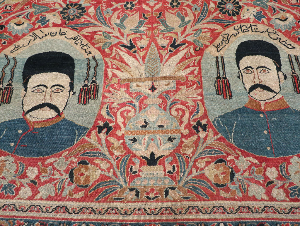 Antique Persian Pictorial Khorassan Room Size Carpet, No.23267 - Staging