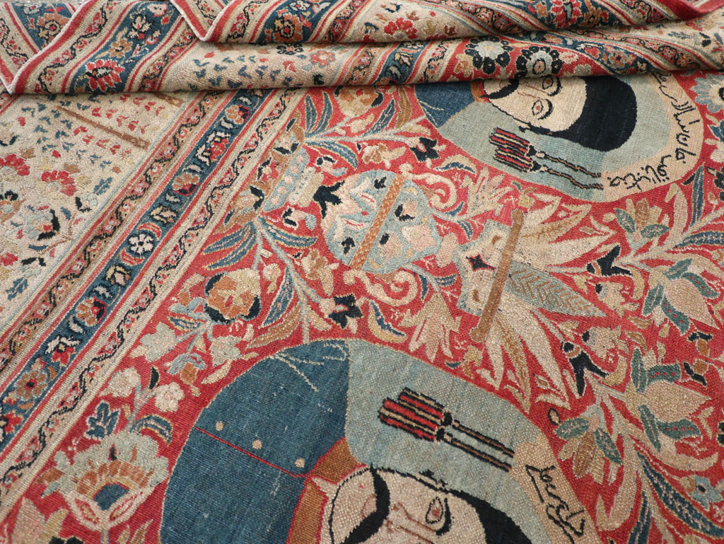 Antique Persian Pictorial Khorassan Room Size Carpet, No.23267 - Staging