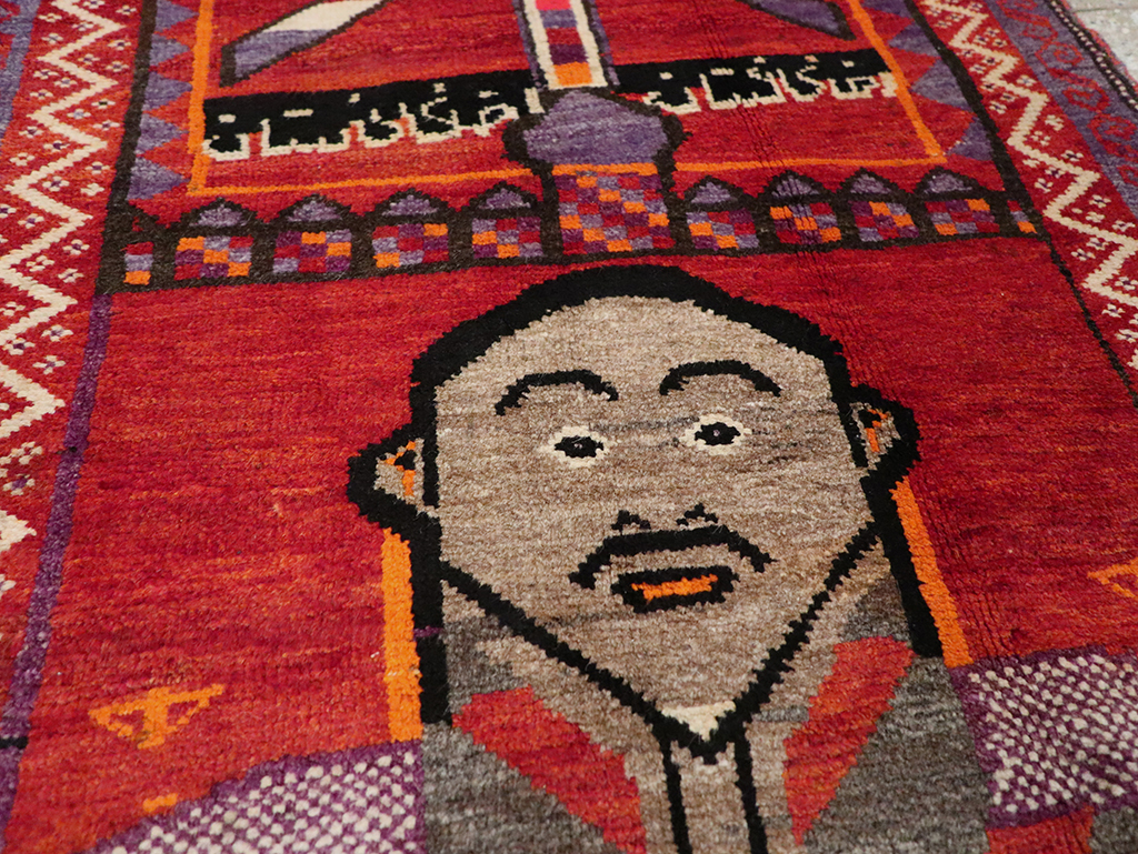 Vintage Afghan Baluch Pictorial Rug, No.23270 - Staging