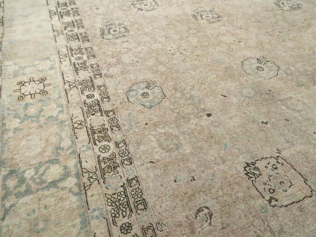 Antique Persian Tabriz Large Room Size Carpet, No.23283 - Staging