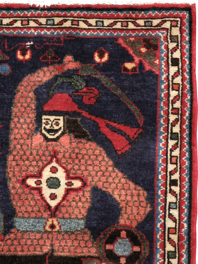 Vintage Persian Tabriz Pictorial Rug, No.23316 - Staging