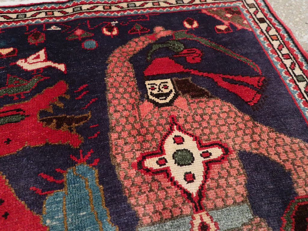 Vintage Persian Tabriz Pictorial Rug, No.23316 - Staging