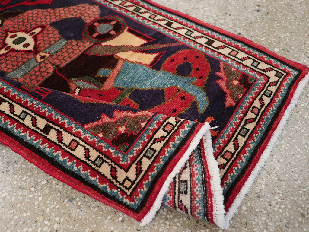 Vintage Persian Tabriz Pictorial Rug, No.23316 - Staging