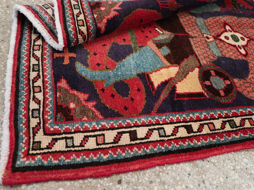 Vintage Persian Tabriz Pictorial Rug, No.23316 - Staging