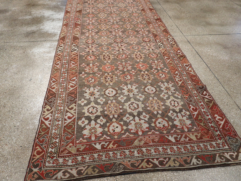 Antique Persian Kurdish Wide Gallery Runner, No.23318 - Staging