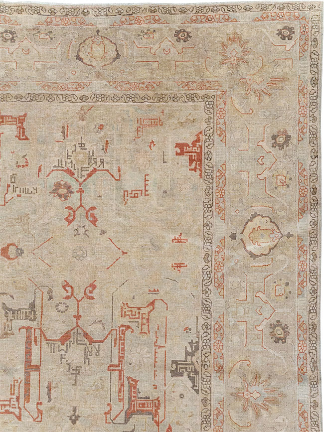 Vintage Persian Tabriz Room Size Carpet, No.23321 - Staging