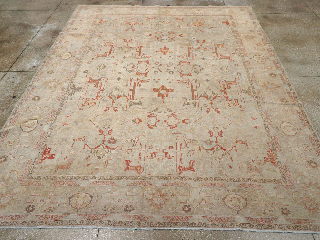 Vintage Persian Tabriz Room Size Carpet, No.23321 - Staging