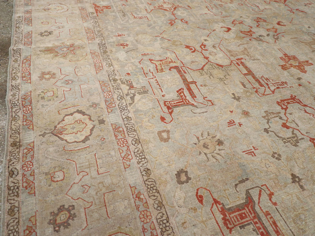 Vintage Persian Tabriz Room Size Carpet, No.23321 - Staging