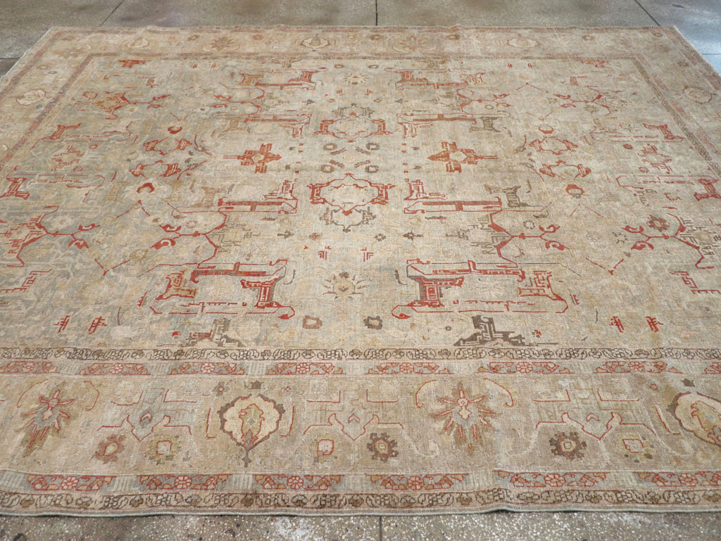 Vintage Persian Tabriz Room Size Carpet, No.23321 - Staging