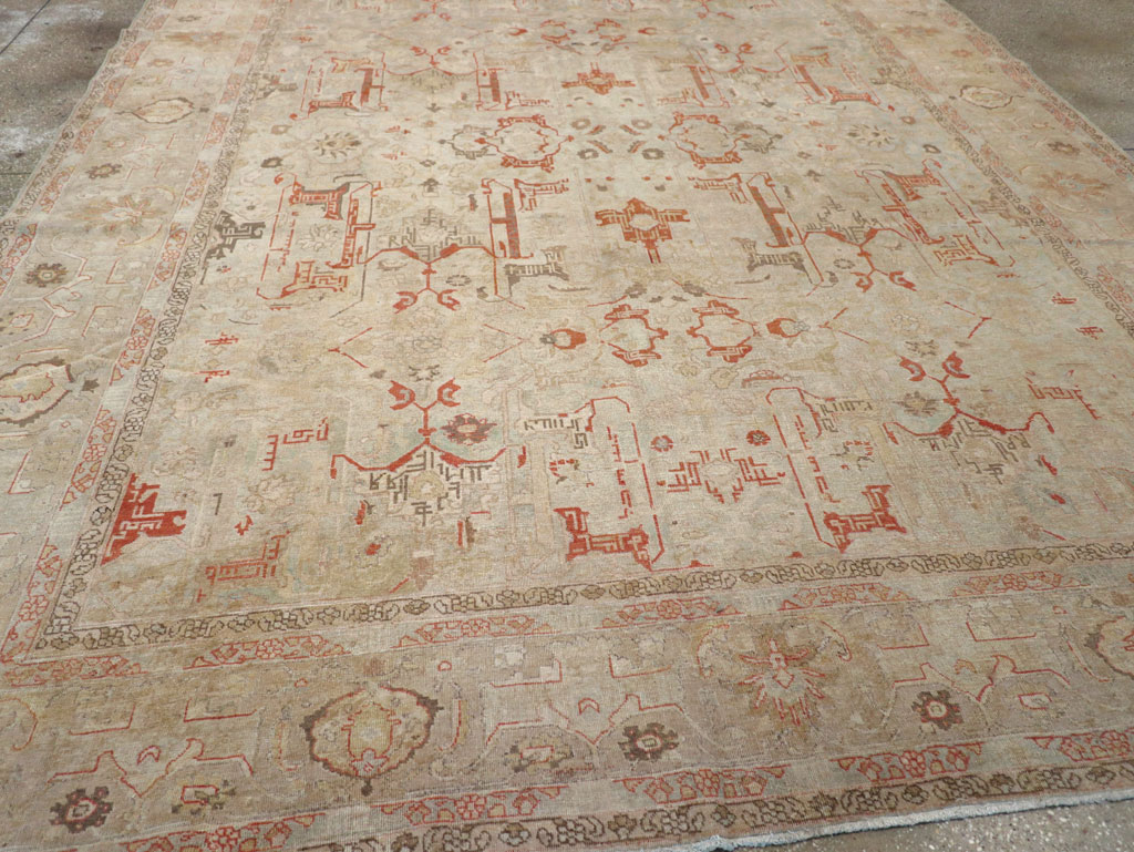 Vintage Persian Tabriz Room Size Carpet, No.23321 - Staging