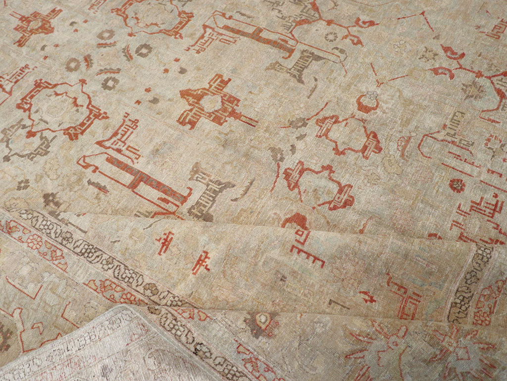 Vintage Persian Tabriz Room Size Carpet, No.23321 - Staging