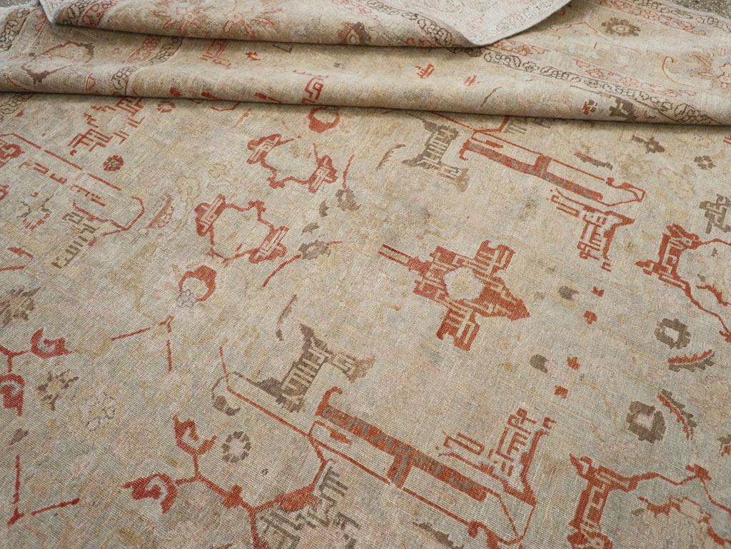 Vintage Persian Tabriz Room Size Carpet, No.23321 - Staging