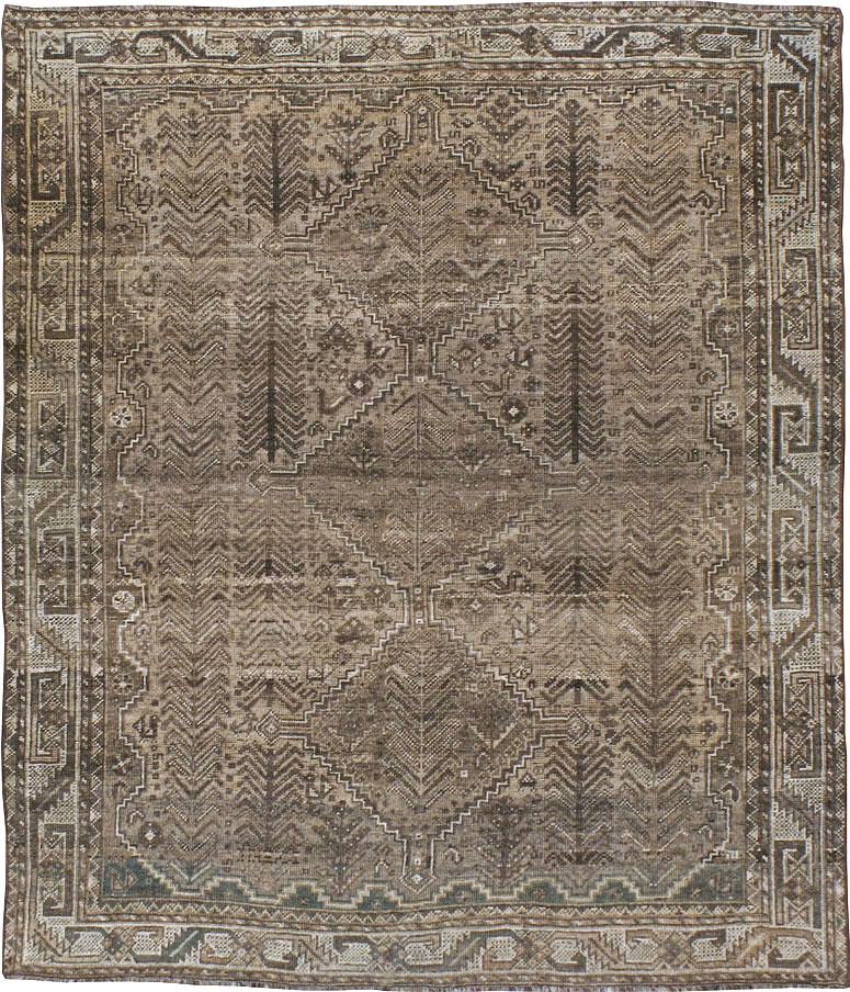 Vintage Shiraz Square Rug, No.23325 - Staging