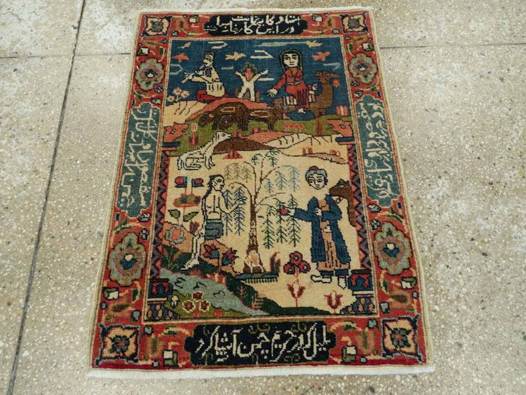 Antique Persian Tabriz Pictorial Rug, No.23331 - Staging