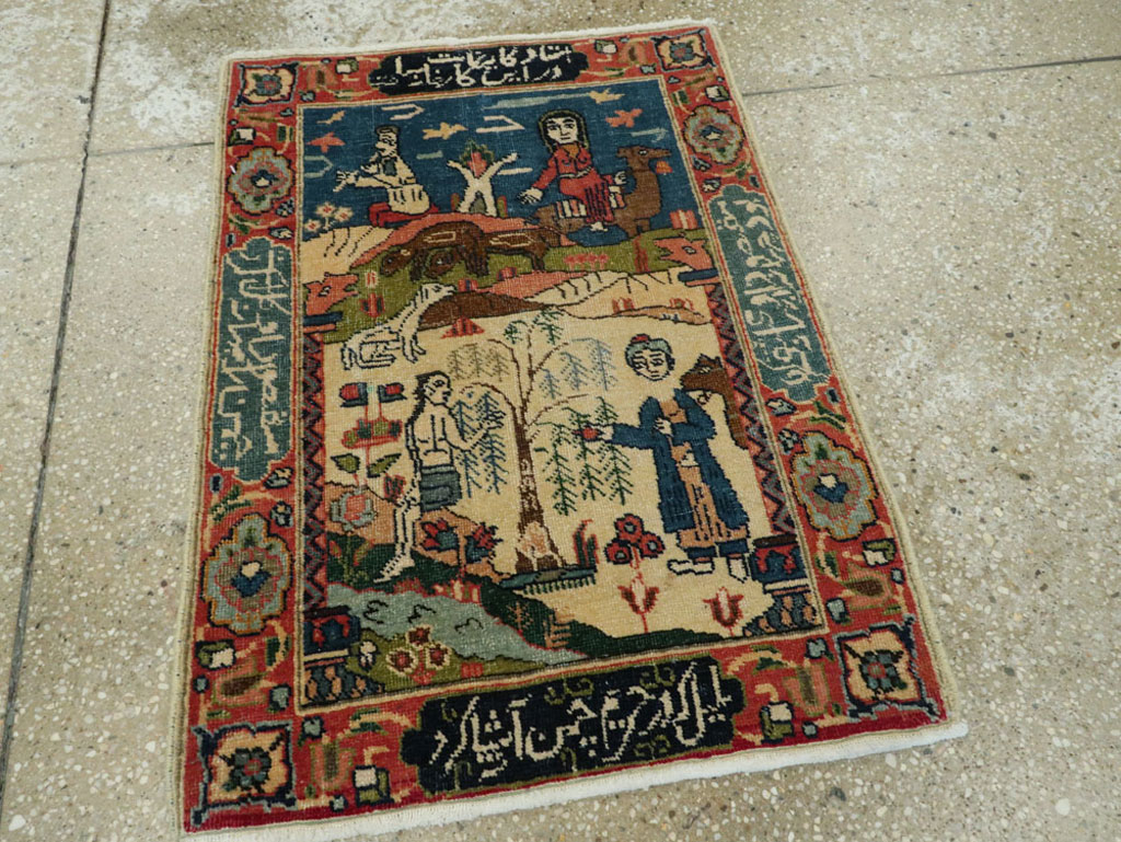 Antique Persian Tabriz Pictorial Rug, No.23331 - Staging