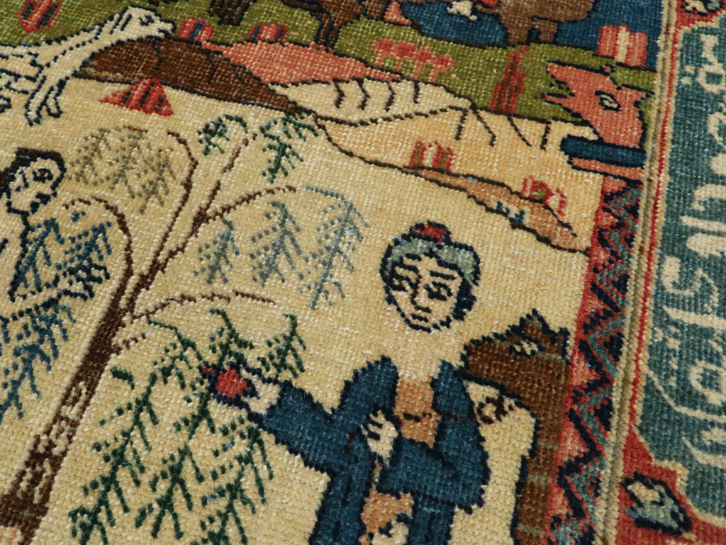 Antique Persian Tabriz Pictorial Rug, No.23331 - Staging