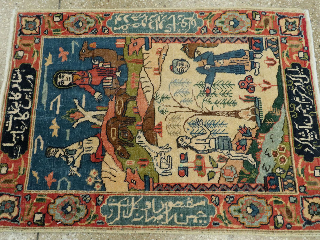 Antique Persian Tabriz Pictorial Rug, No.23331 - Staging