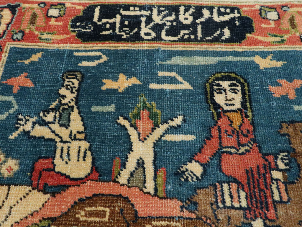 Antique Persian Tabriz Pictorial Rug, No.23331 - Staging