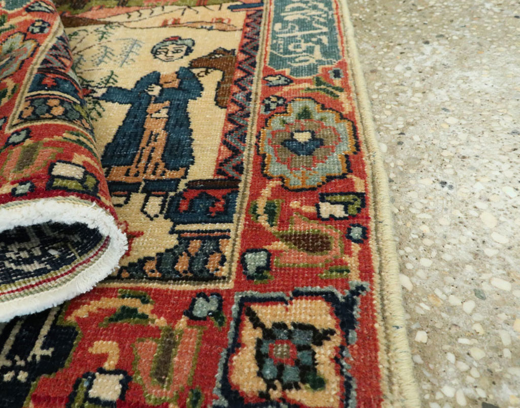 Antique Persian Tabriz Pictorial Rug, No.23331 - Staging