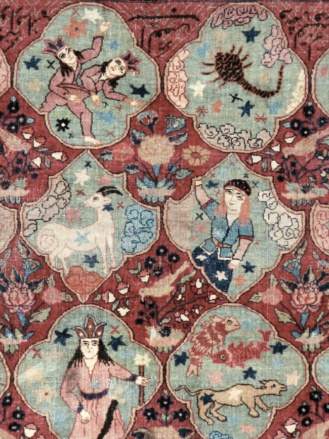 Antique Persian Tabriz Pictorial Rug, No.23348 - Staging