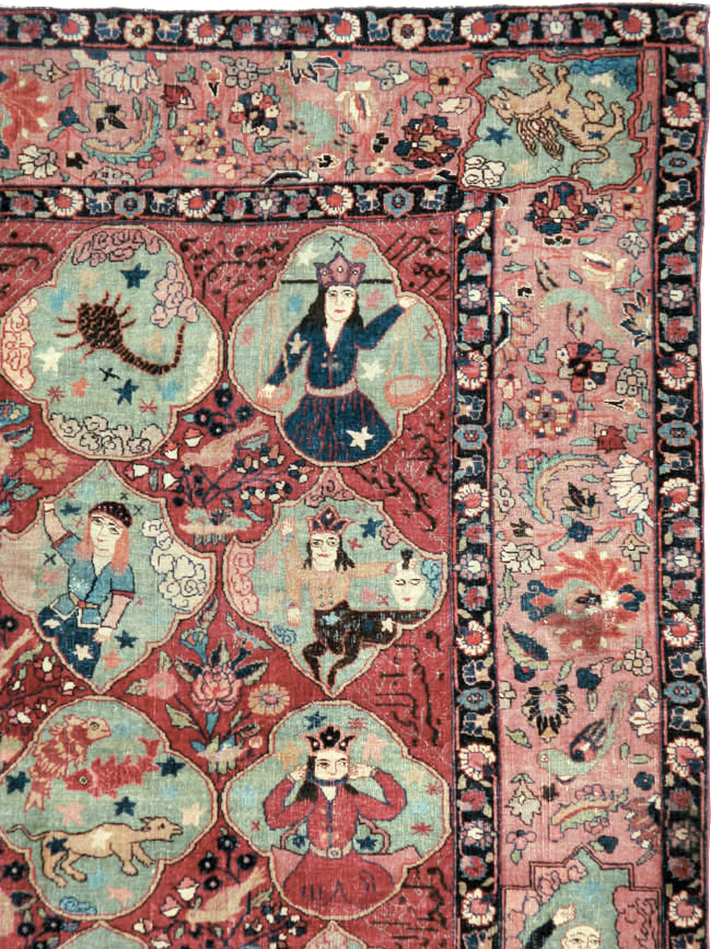 Antique Persian Tabriz Pictorial Rug, No.23348 - Staging