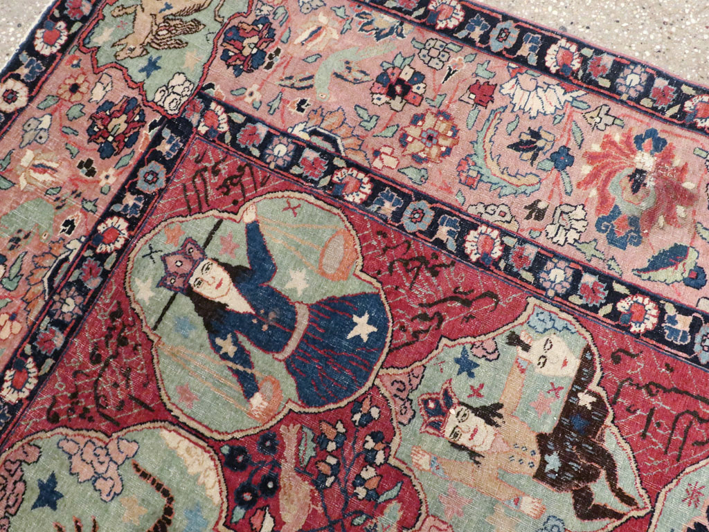 Antique Persian Tabriz Pictorial Rug, No.23348 - Staging