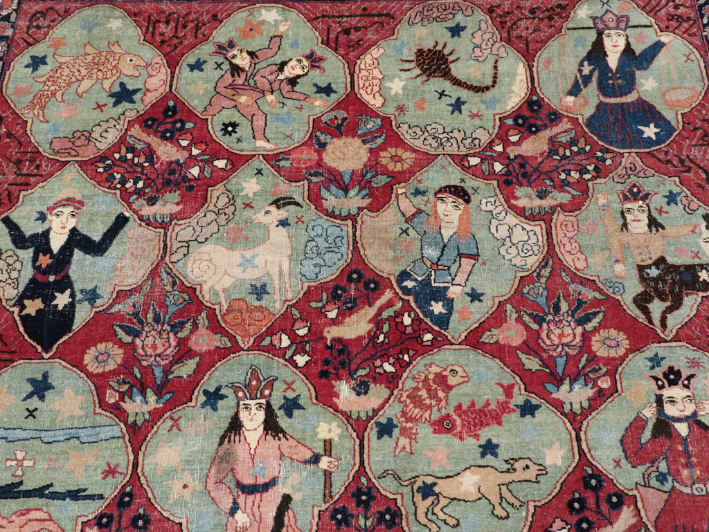 Antique Persian Tabriz Pictorial Rug, No.23348 - Staging