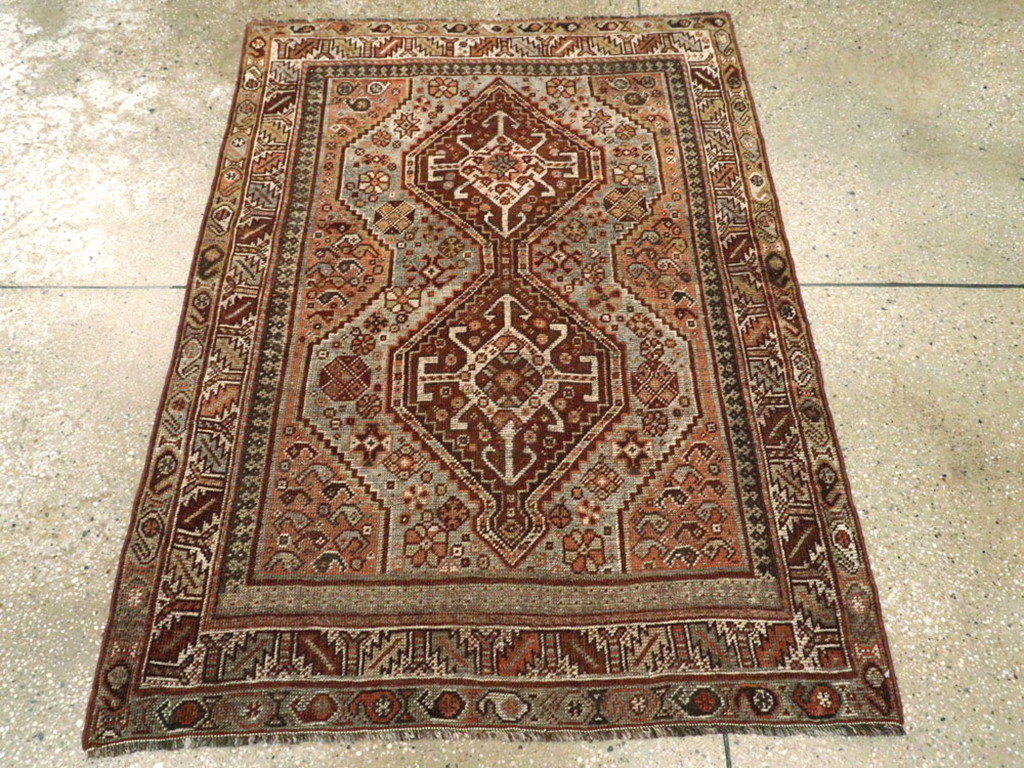 vintage Persian Shiraz Rug, No.23356 - Staging
