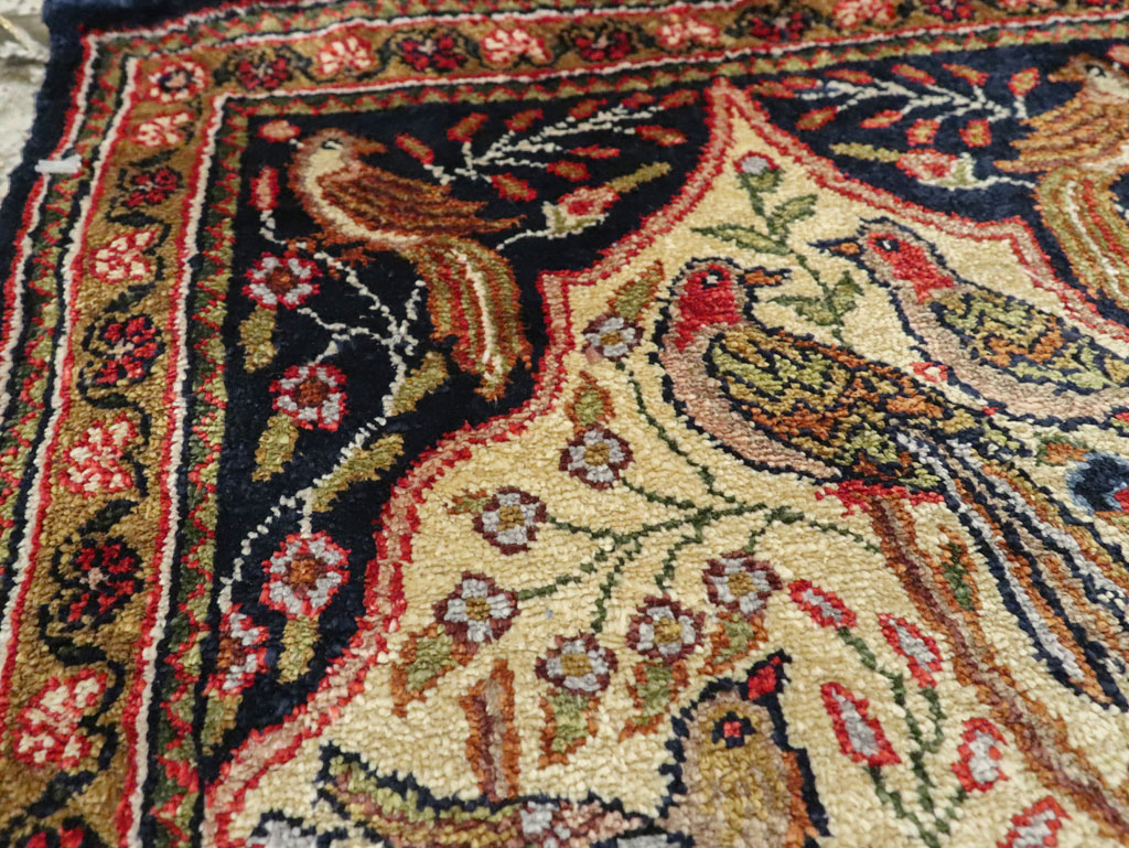 Vintage Persian Quom Pictorial Rug, No.23358 - Staging
