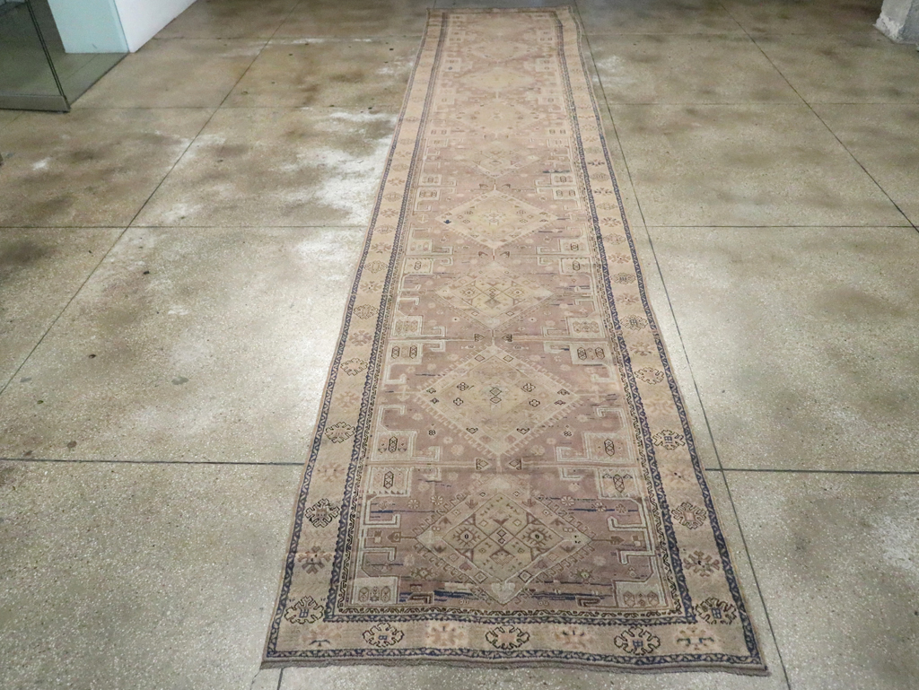Vintage Turkish Oushak Wide Gallery Runner, No.23371 - Staging