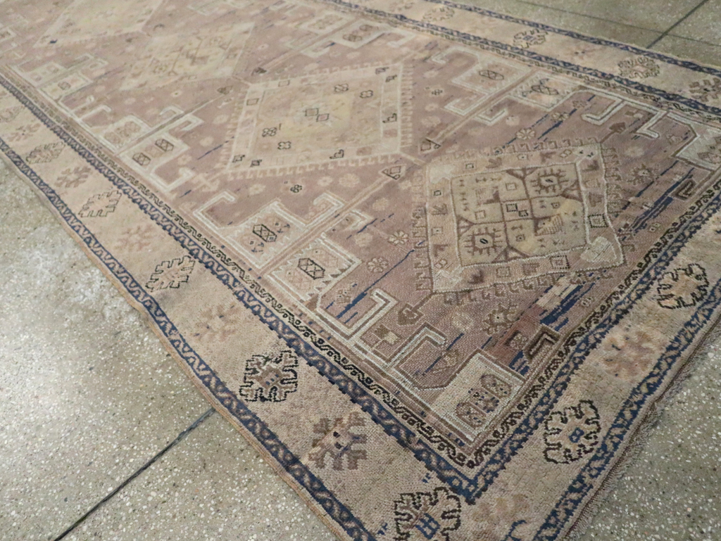 Vintage Turkish Oushak Wide Gallery Runner, No.23371 - Staging