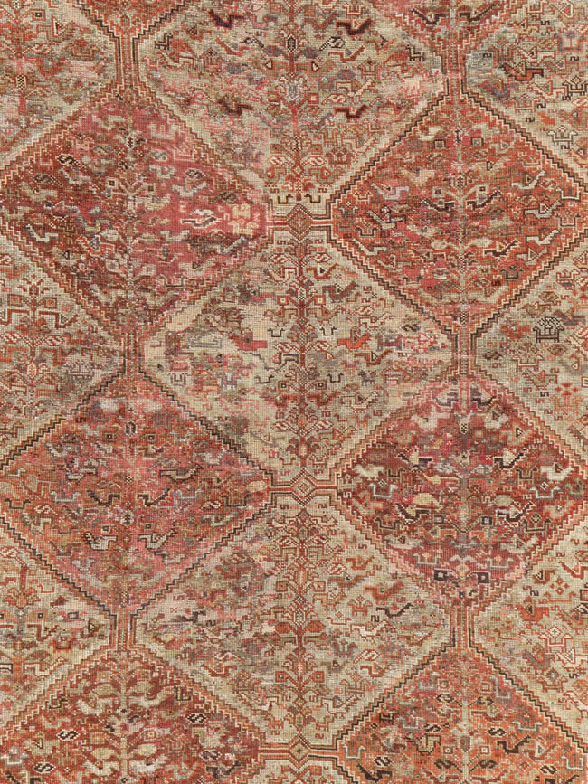 Antique Persian Shiraz Accent Carpet, No.23393 - Staging
