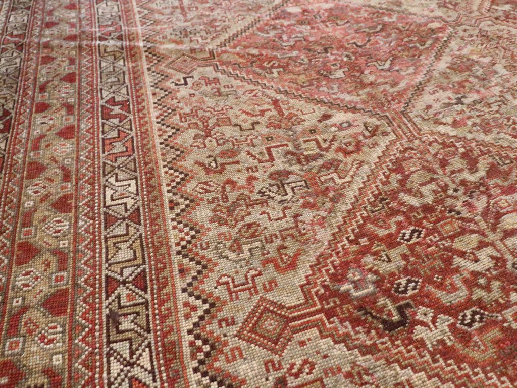 Antique Persian Shiraz Accent Carpet, No.23393 - Staging