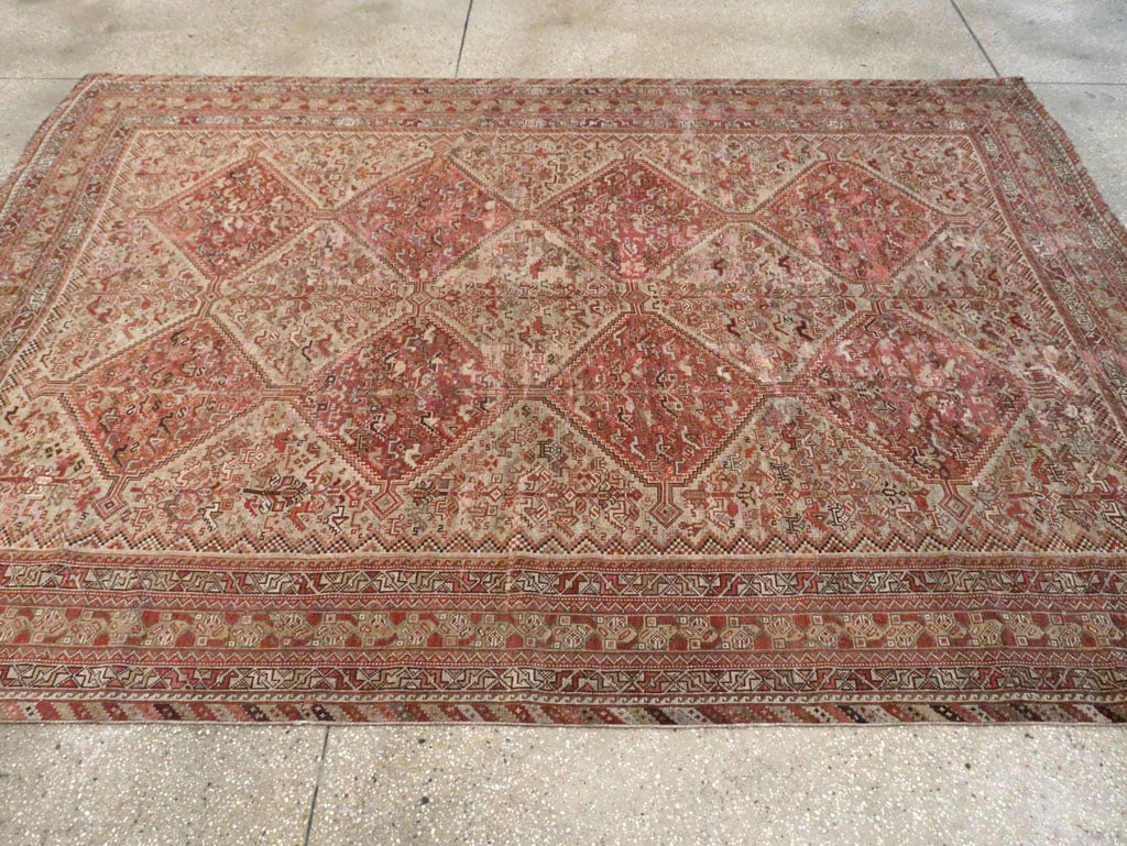Antique Persian Shiraz Accent Carpet, No.23393 - Staging