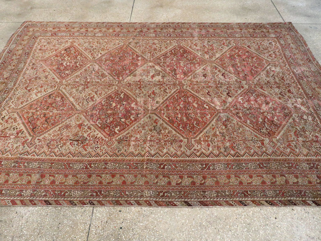 Antique Persian Shiraz Accent Carpet, No.23393 - Staging