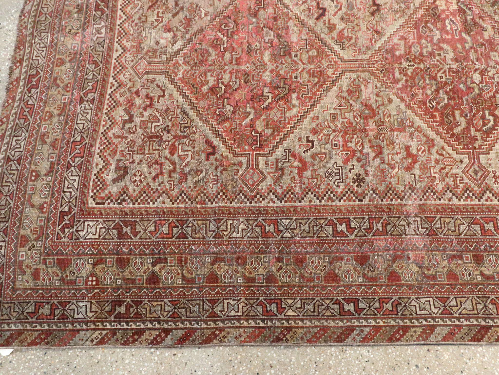 Antique Persian Shiraz Accent Carpet, No.23393 - Staging